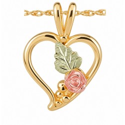 Mt Rushmore Small 10K Black Hills Gold Heart Pendant with Rose