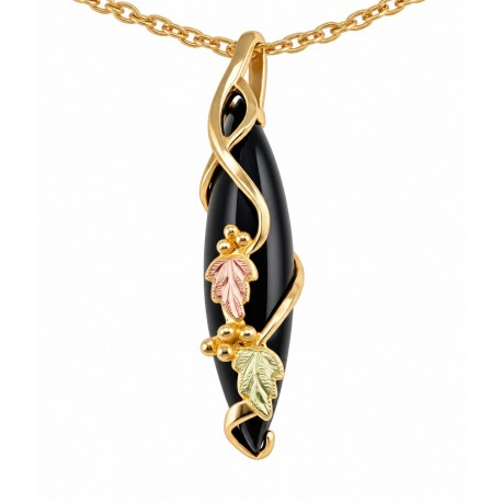 Mt. Rushmore 10K Black Hills Gold Onyx Pendant