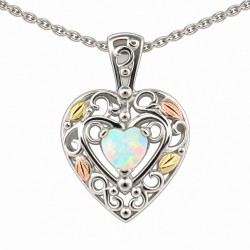 Landstrom's&reg; Sterling Silver Heart Pendant with Opal