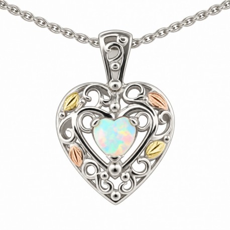 Landstrom's® Sterling Silver Heart Pendant with Opal