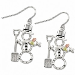Landstrom's® Black Hills Gold on Sterling Silver Earrings Snowman with Shovel