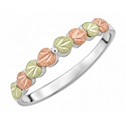 Black Hills Gold Sterling Silver Ladies Ring w Eight Leaves