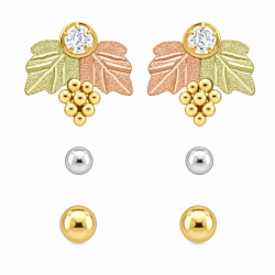 Small 10K Black Hills Gold Earrings Jacket Trio Set