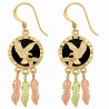 10K Black Hills Gold Eagle Earrings with Onyx