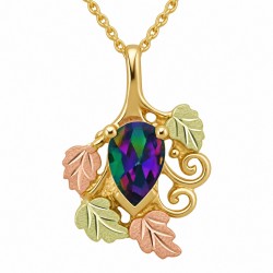 10K Black Hills Gold Four Leaves Pendant with Mystic Topaz