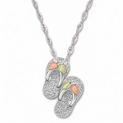 BLACK HILLS GOLD STERLING SILVER BEACH FLIP FLOP SANDAL PENDANT NECKLACE