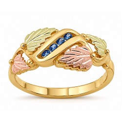 Attractive 10K Black Hills Gold Ladies Ring with YOGO Sapphire