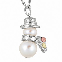 Landstrom's® Black Hills Gold Leaves on Sterling Silver & Pearl Snowman Pendant