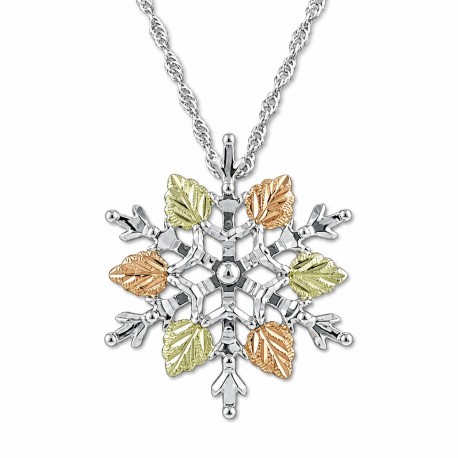  BLACK HILLS STERLING SILVER SNOWFLAKE LADIES PENDANT NECKLACE
