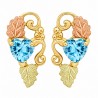 10K Black Hills Gold Earrings with Heart Blue Topaz